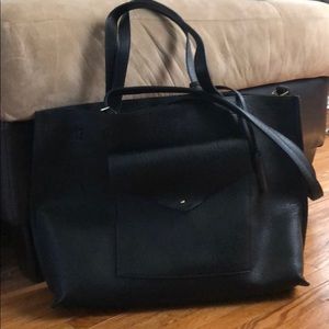 Vegan Leather Tote with Envelope Pouch